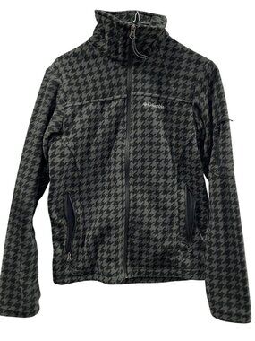 Columbia Winter Pass Print Fleece Full Zip Jacket XS Black Houndstooth Outdoor